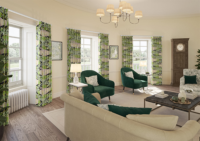 Faded Glamour, Goddess Green Black - Made To Measure Curtains - Image 8